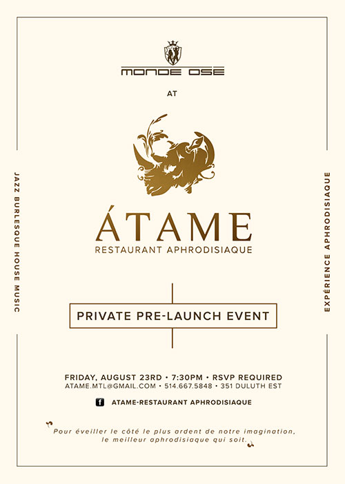 Monde Os Ce Vendredi Lancement ATAME Restaurant Aphrodisiaque